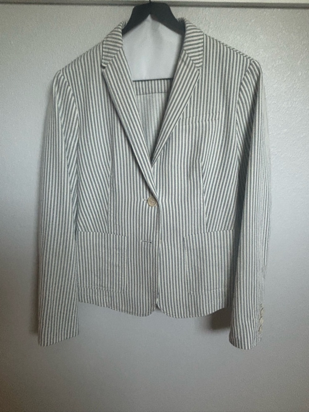 Burberry Brit Cream and Navy Striped Shirt Jacket